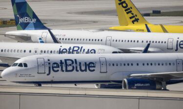 JetBlue Airways planes sit on the tarmac at the in Fort Lauderdale
