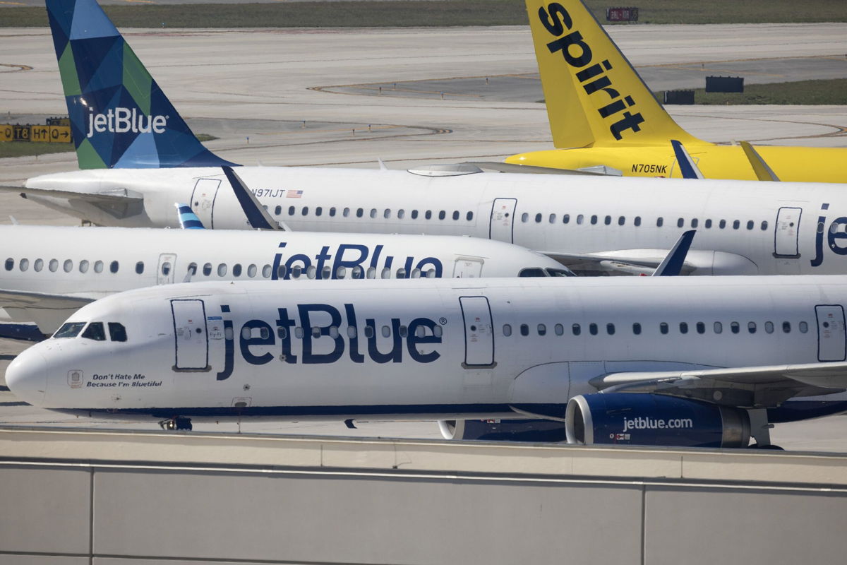 <i>Joe Raedle/Getty Images</i><br/>JetBlue Airways planes sit on the tarmac at the in Fort Lauderdale
