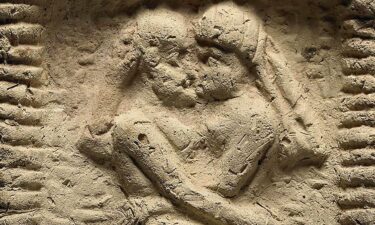 A clay model from Mesopotamia dating to 1800 BC shows a nude couple intertwined on a bed