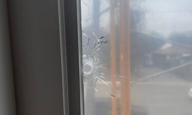 The bullet hole in Gosal's home in Brampton