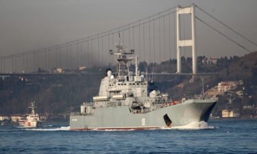 Ukraine provided footage showing a sea drone racing toward Russia's Caesar Kunikov warship in the Black Sea