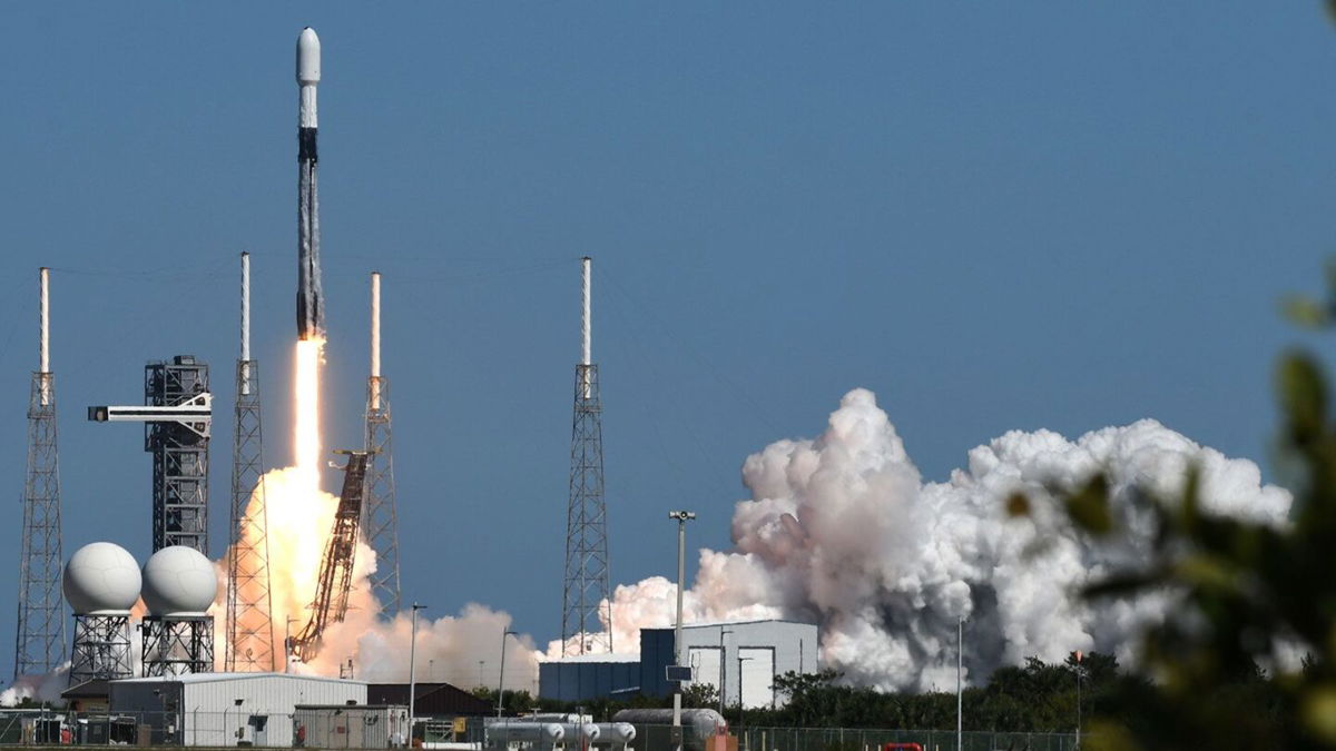 <i>Paul Hennessy/Anadolu/Getty Images/File</i><br/>A SpaceX Falcon 9 rocket carrying Northrop Grumman's 21st Cygnus cargo freighter launches from pad 40 at Cape Canaveral Space Force Station on January 30