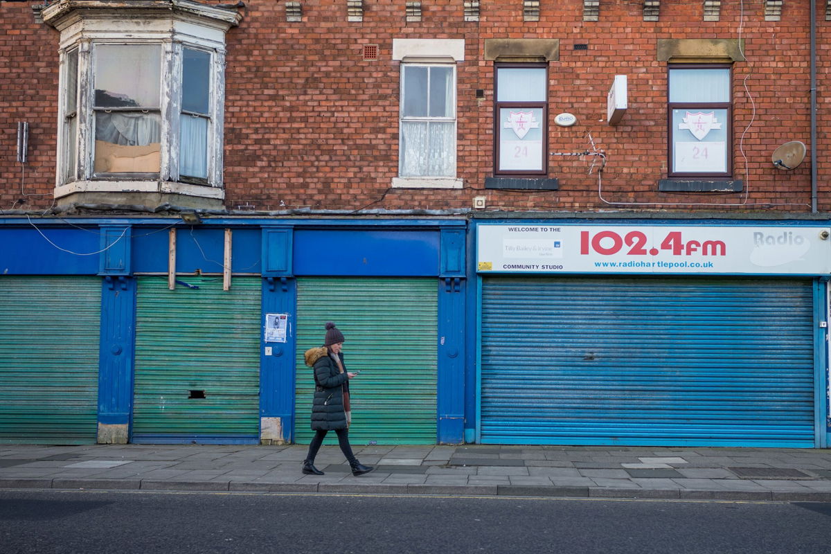 <i>Ian Forsyth/Getty Images</i><br/>Shuttered shops on the high street in the English town of Hartlepool