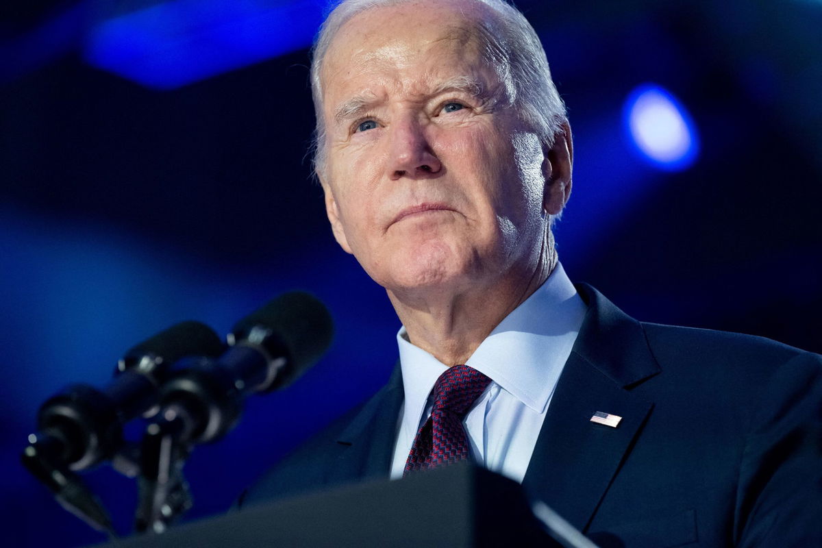 <i>Saul Loeb/AFP/Getty Images</i><br/>President Joe Biden speaks during a campaign rally in Las Vegas