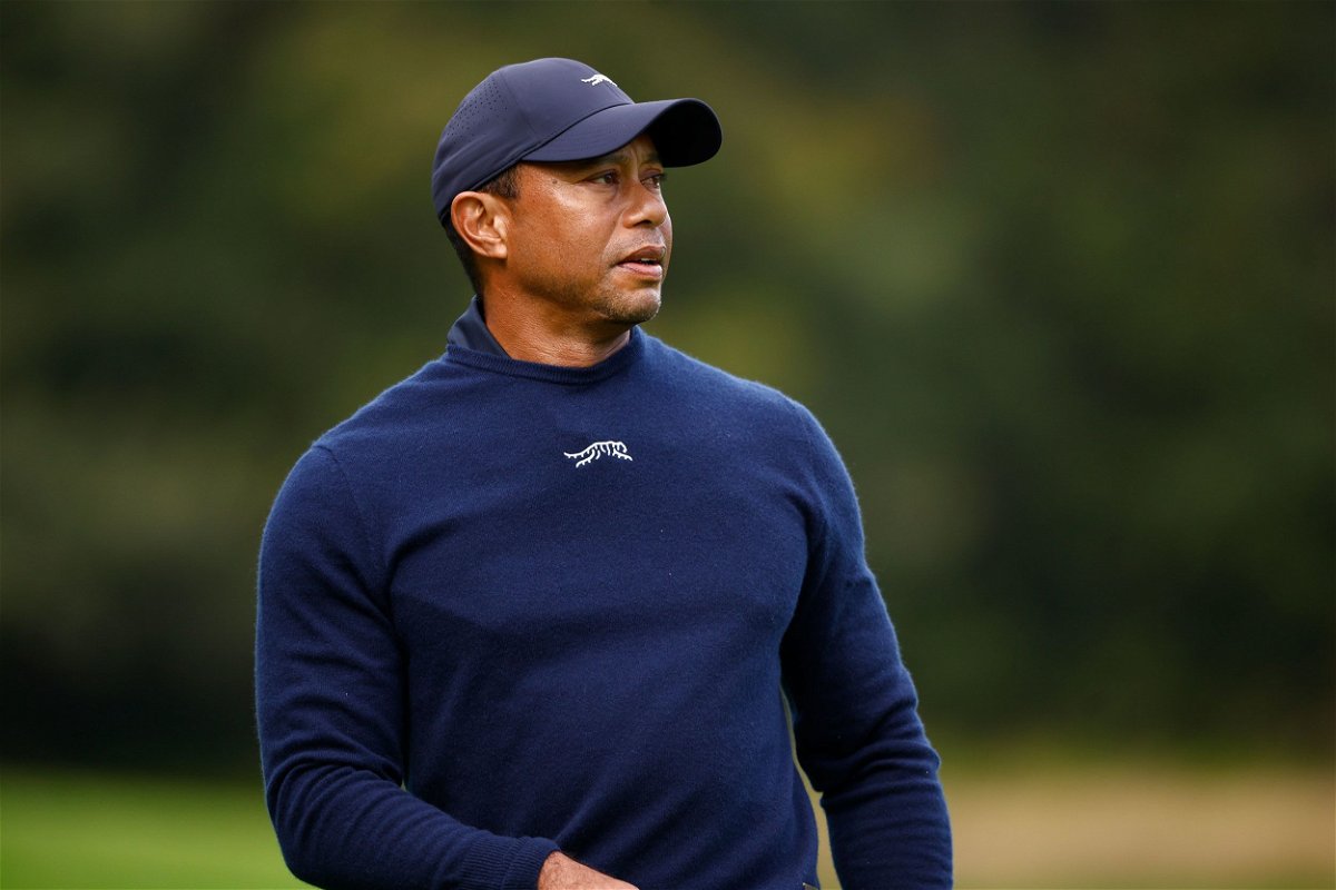 <i>Ronald Martinez/Getty Images</i><br/>Tiger Woods reacts to his shot from the sixth tee during the second round of The Genesis Invitational at Riviera Country Club on February 16.