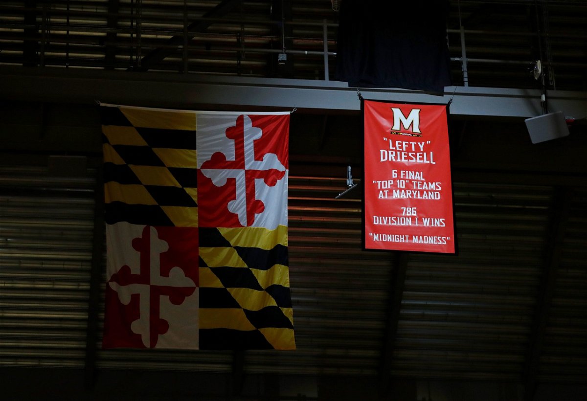 <i>Patrick Semansky/AP</i><br/>A banner honoring former Maryland men's basketball coach 