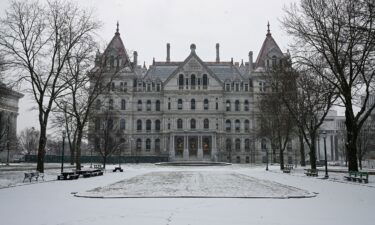 The Democratic-controlled New York Legislature on Wednesday swiftly approved a new congressional map that would give the party a modest advantage in US House elections this fall. Pictured is the New York state Capitol in Albany.