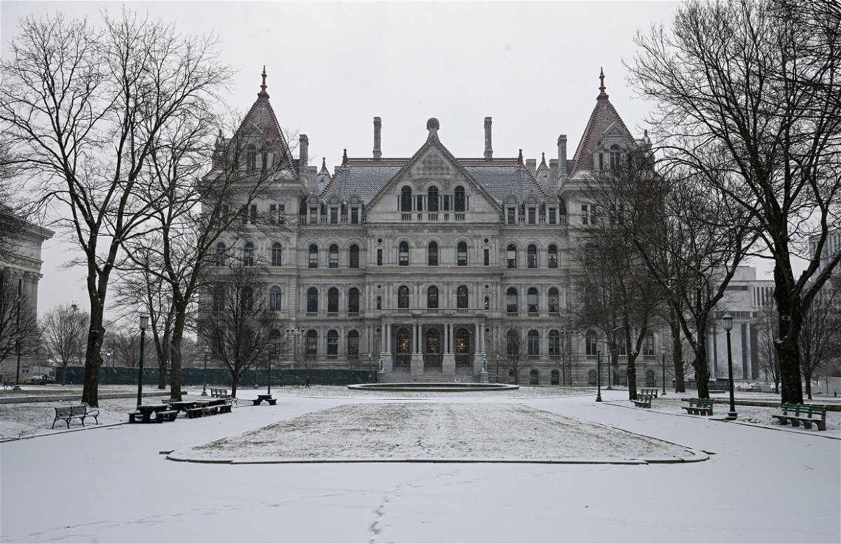 <i>Hans Pennink/AP/File via CNN Newsource</i><br/>The Democratic-controlled New York Legislature on Wednesday swiftly approved a new congressional map that would give the party a modest advantage in US House elections this fall. Pictured is the New York state Capitol in Albany.