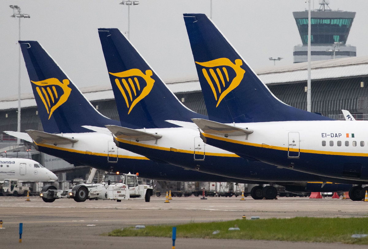 <i>Benoit Doppagne/Belga/AFP/Getty Images via CNN Newsource</i><br/>Ryanair airplanes on the ground at Brussels Airport after in Zaventem