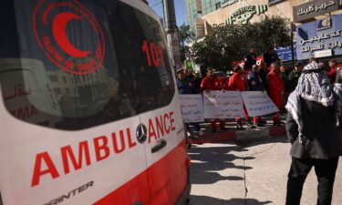 The Palestine Red Crescent Society has suspended its work on “coordinated medical missions” in Gaza for 48 hours due to safety concerns. In this February 11 photo