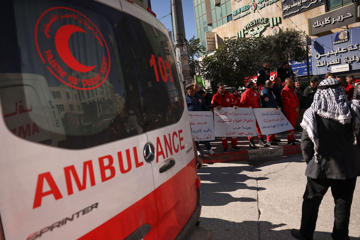 <i>Hazem Bader/AFP/Getty Images via CNN Newsource</i><br/>The Palestine Red Crescent Society has suspended its work on “coordinated medical missions” in Gaza for 48 hours due to safety concerns. In this February 11 photo