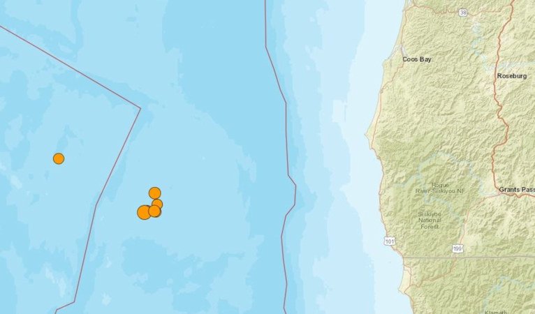 Series of earthquakes, largest 5.7 magnitude, were recorded Tuesday off the S. Oregon coast.