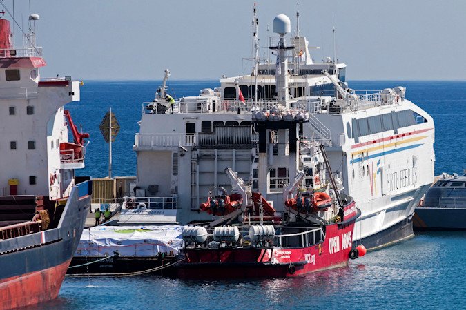 The Open Arms vessel seen docked in the Cypriot port of Larnaca on March 11.