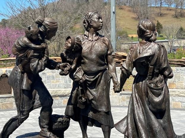 <i>WLOS via CNN Newsource</i><br/>The Sowing the Seeds of the Future sculpture depicts three women -- a Cherokee woman