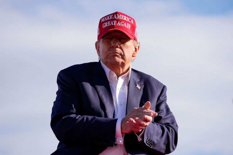 Former President Donald Trump at a campaign rally on March 16, in Vandalia, Ohio.