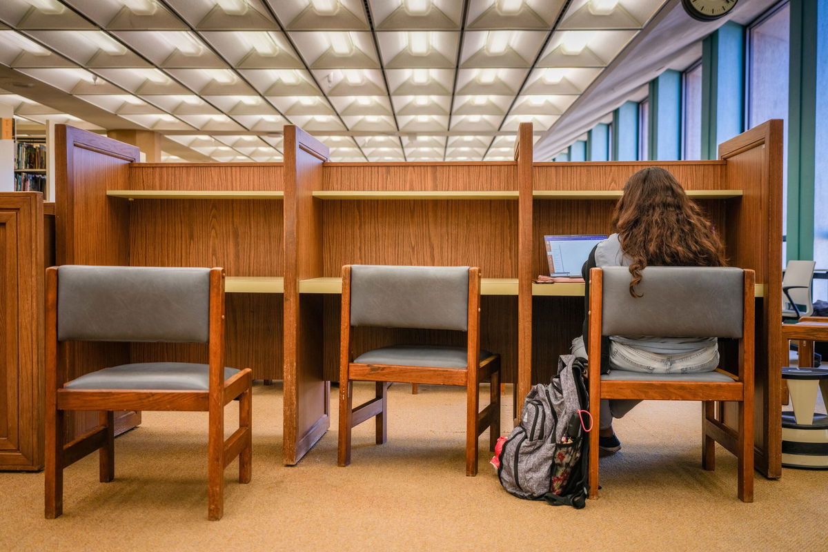 <i>Brandon Bell/Getty Images via CNN Newsource</i><br/>A student studies in the Perry-Castaneda Library at the University of Texas at Austin on February 22.