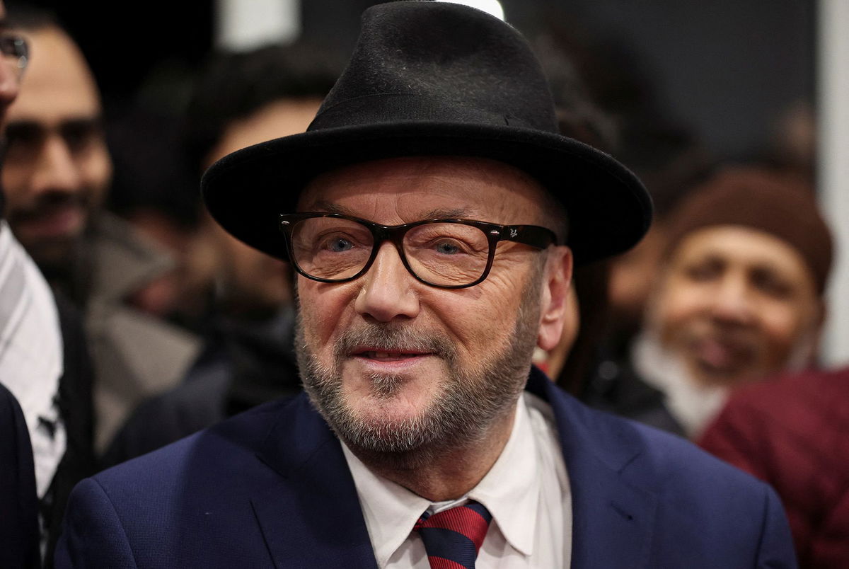 <i>Phil Noble/Reuters via CNN Newsource</i><br/>George Galloway is pictured after winning his seat in Rochdale.