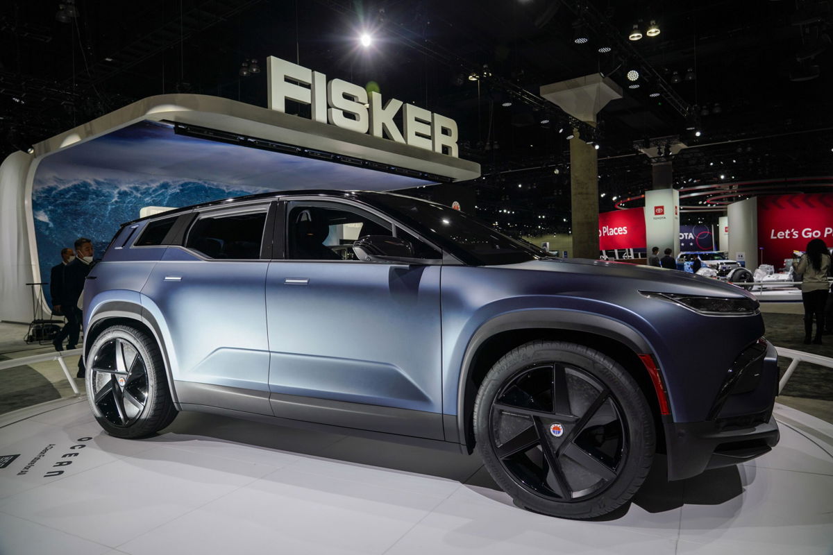 <i>Kyle Grillot/Bloomberg/Getty Images via CNN Newsource</i><br/>A Fisker Ocean electric SUV ahead of the Los Angeles Auto Show in 2021.