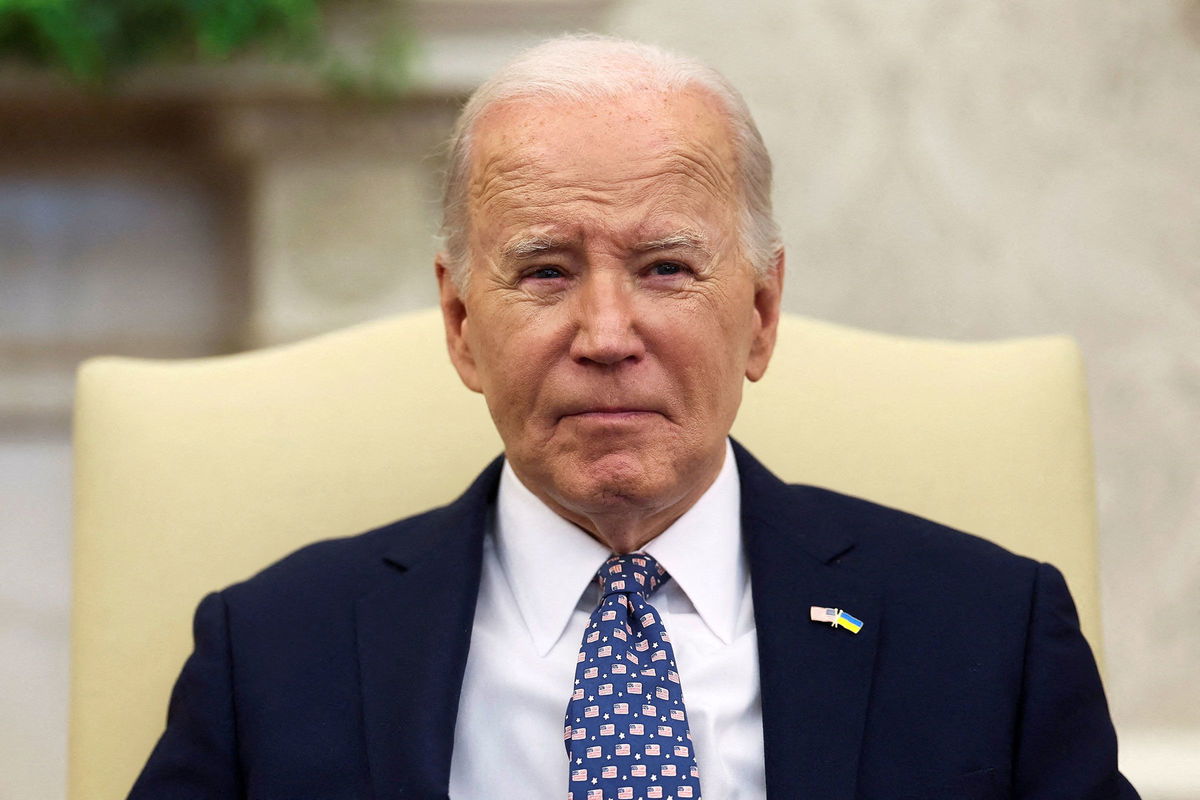 <i>Leah Millis/Reuters/File via CNN Newsource</i><br/>President Joe Biden is seen during a meeting with congressional leaders in the Oval Office at the White House in Washington