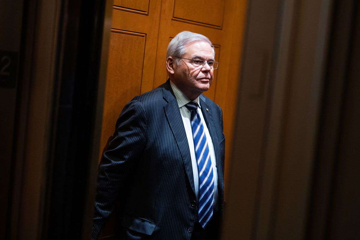 <i>Tom Williams/CQ-Roll Call/Getty Images via CNN Newsource</i><br/>Sen. Bob Menendez after a Senate luncheon in the US Capitol on January 23.