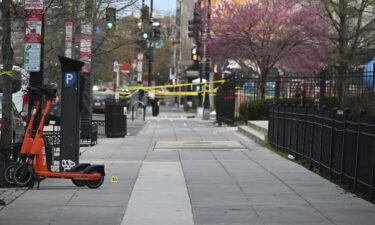 Tape marks the scene of a shooting in Washington