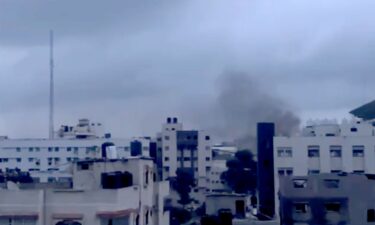 Smoke is seen billowing in the vicinity of the Al-Shifa hospital complex in Gaza.