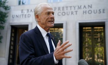 Peter Navarro arrives for opening arguments in his trial on contempt of Congress charges for refusing to cooperate with the House of Representatives committee investigating the January 6