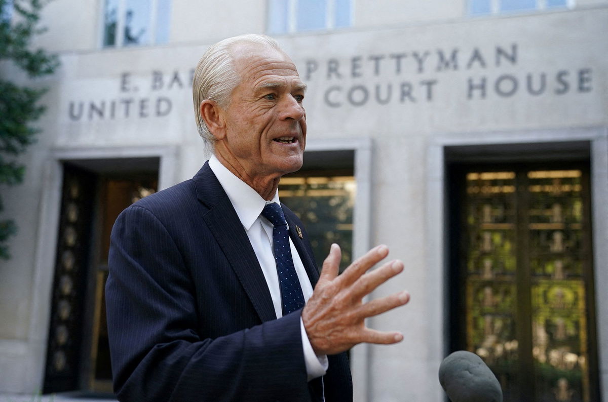 <i>Kevin Lamarque/Reuters/File via CNN Newsource</i><br/>Peter Navarro arrives for opening arguments in his trial on contempt of Congress charges for refusing to cooperate with the House of Representatives committee investigating the January 6