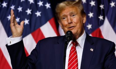 Former President Donald Trump addresses a campaign rally in Rome