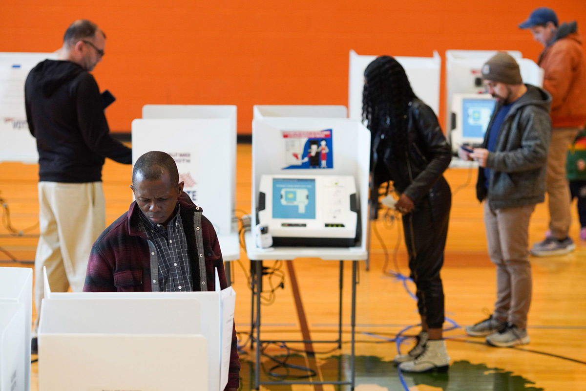 <i>Andrew Spear/Getty Images via CNN Newsource</i><br/>Voters cast their ballots at Driving Park Community Center during the Ohio primary election on March 19