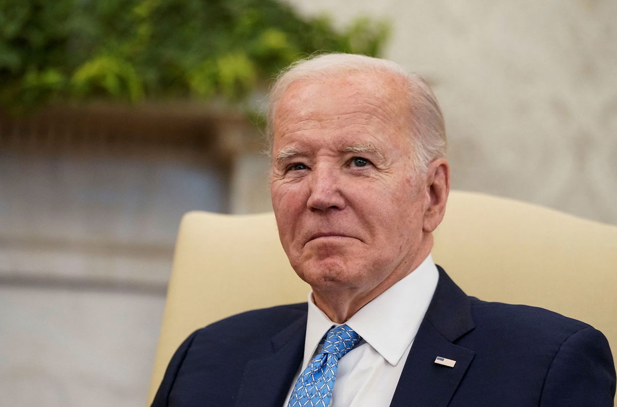 <i>Elizabeth Frantz/Reuters via CNN Newsource</i><br/>President Joe Biden said the US would pull out “every stop” to get more aid into Gaza. Biden is seen here in the Oval Office at the White House in Washington