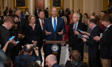 Sen. John Thune speaks during a news conference following the weekly Republican caucus luncheon at the US Capitol in Washington