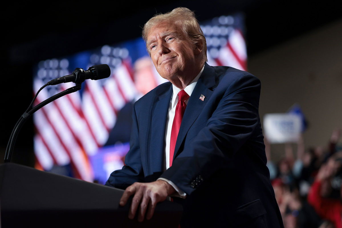 <i>Win McNamee/Getty Images via CNN Newsource</i><br/>Former President Donald Trump speaks during a Get Out the Vote Rally March 2 in Richmond