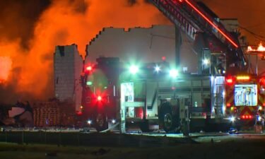First responders battle a dangerous blaze in Clinton Township