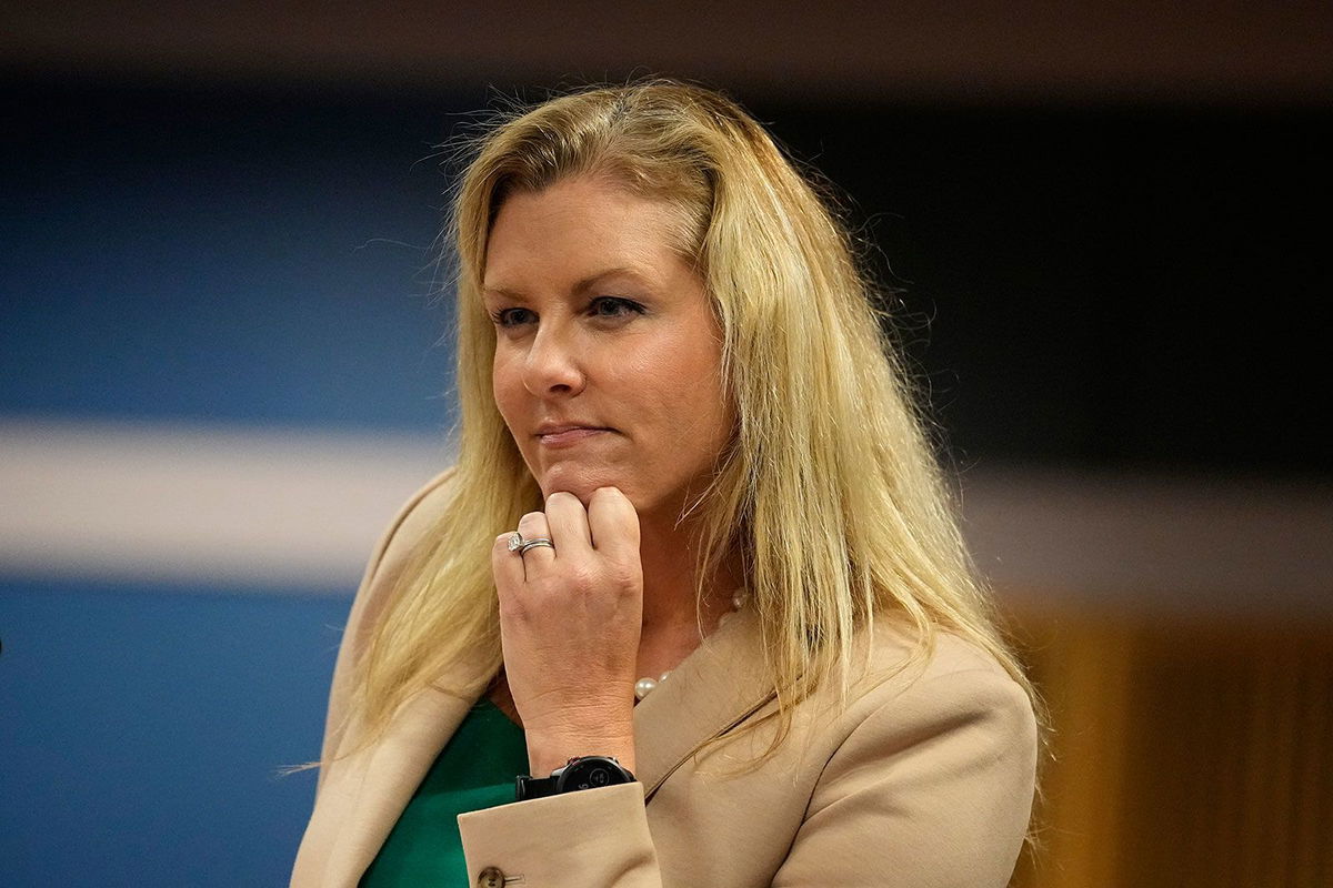 <i>Brynn AndersonPool/Getty Images/File via CNN Newsource</i><br/>Attorney Ashleigh Merchant speaks during a hearing in the case of the State of Georgia v. Donald Trump at the Fulton County Courthouse on February 27