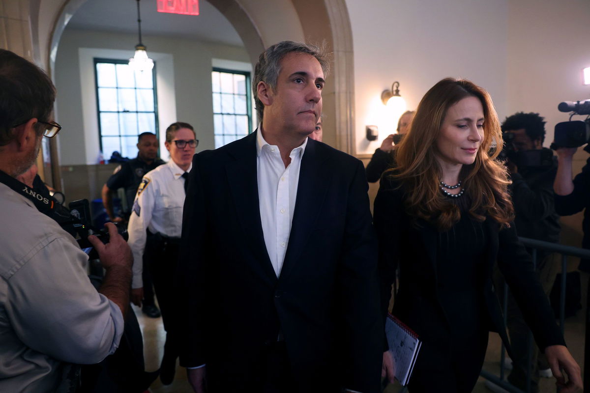 <i>Spencer Platt/Getty Images via CNN Newsource</i><br/>Former President Donald Trump's former lawyer Michael Cohen at Trump's civil fraud trial at New York State Supreme Court on October 25