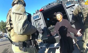 This image taken from Denver Police body camera footage provided by the American Civil Liberties Union of Colorado shows Ruby Johnson