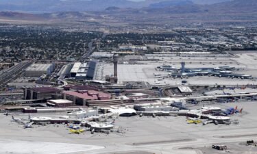 An aerial view shows of Harry Reid International Airport in Las Vegas.