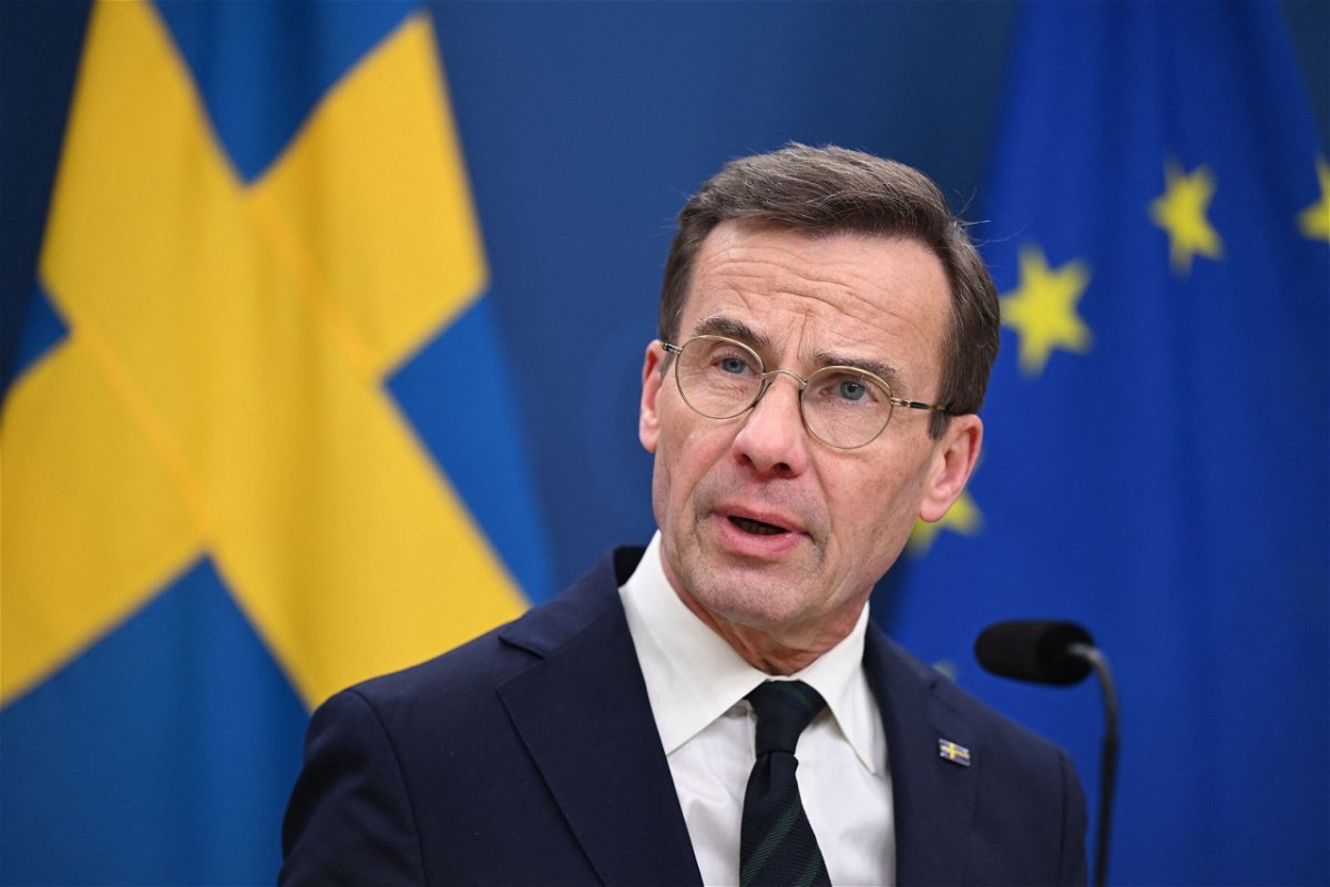 <i>Jonathan Nackstrand/AFP/Getty Images via CNN Newsource</i><br/>Sweden officially joined NATO on Thursday. Pictured is Sweden's Prime Minister Ulf Kristersson on February 26