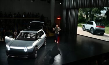 The Rivian R2 electric vehicle is unveiled at the Rivian South Coast Theater in Laguna Beach