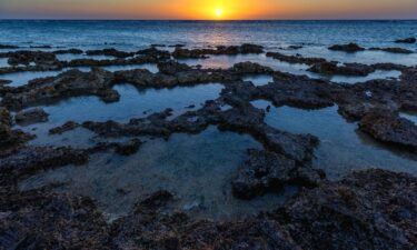 Sunrise over the Great Barrier Reef at Lady Elliot island on October 10