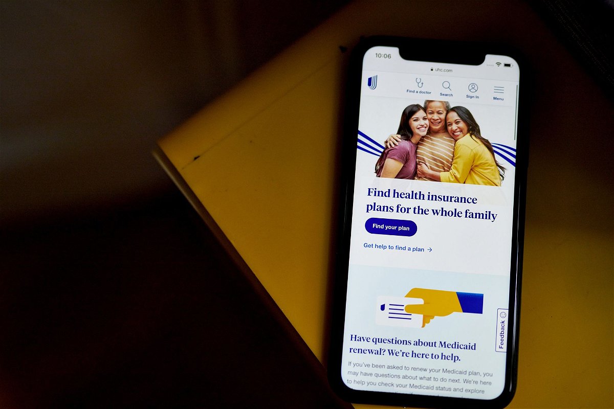 <i>Gabby Jones/Bloomberg/Getty Images via CNN Newsource</i><br/>The UnitedHealth website on a smartphone. For more than two weeks