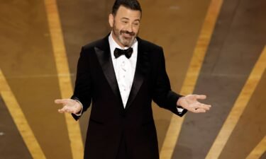 Jimmy Kimmel pictured on stage at the Oscars in 2023. He will return this year to host the Oscars for the fourth time.