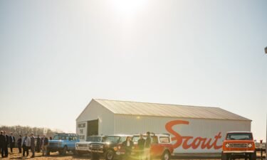 Classic Scout SUVs gathered at the groundbreaking for Scout Motors' South Carolina Factory in February