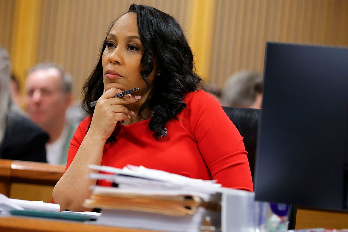 <i>Alex Slitz/Pool/AP via CNN Newsource</i><br/>Fulton County District Attorney Fani Willis looks on during a hearing on the Georgia election interference case