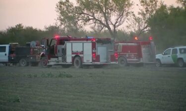 Border Patrol and first responders on the scene of a helicopter crash in Starr County