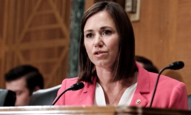 Sen  Katie Britt (R-AL) listens during a Senate Banking Committee hearing on Capitol Hill In June 2023 in Washington