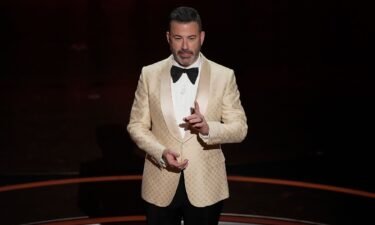 Host Jimmy Kimmel speaks during the Oscars on Sunday