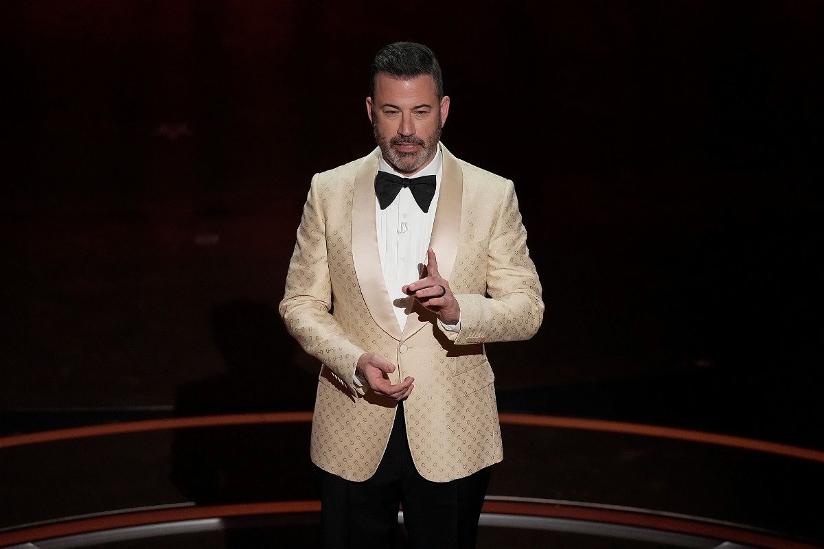 <i>Chris Pizzello/Invision/AP via CNN Newsource</i><br/>Host Jimmy Kimmel speaks during the Oscars on Sunday