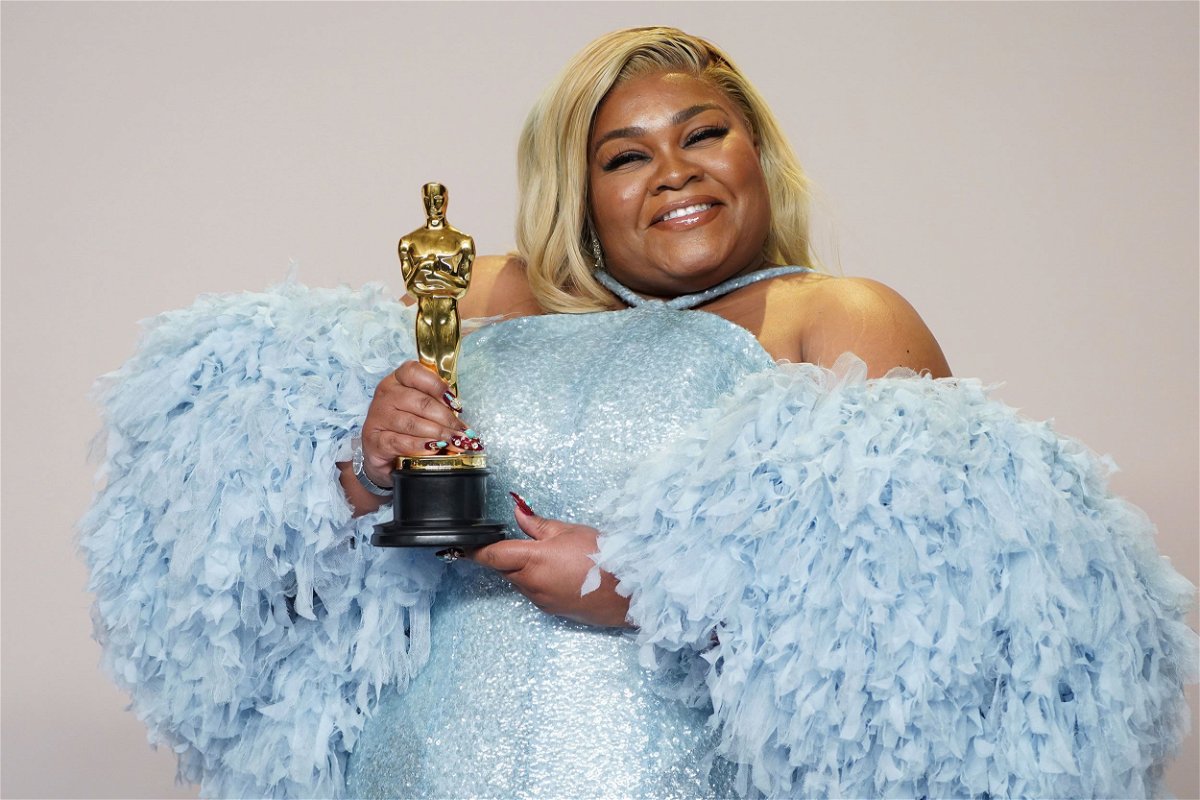 <i>Jordan Strauss/Invision/AP via CNN Newsource</i><br/>Da'Vine Joy Randolph poses in the press room with the award for best performance by an actress in a supporting role for 